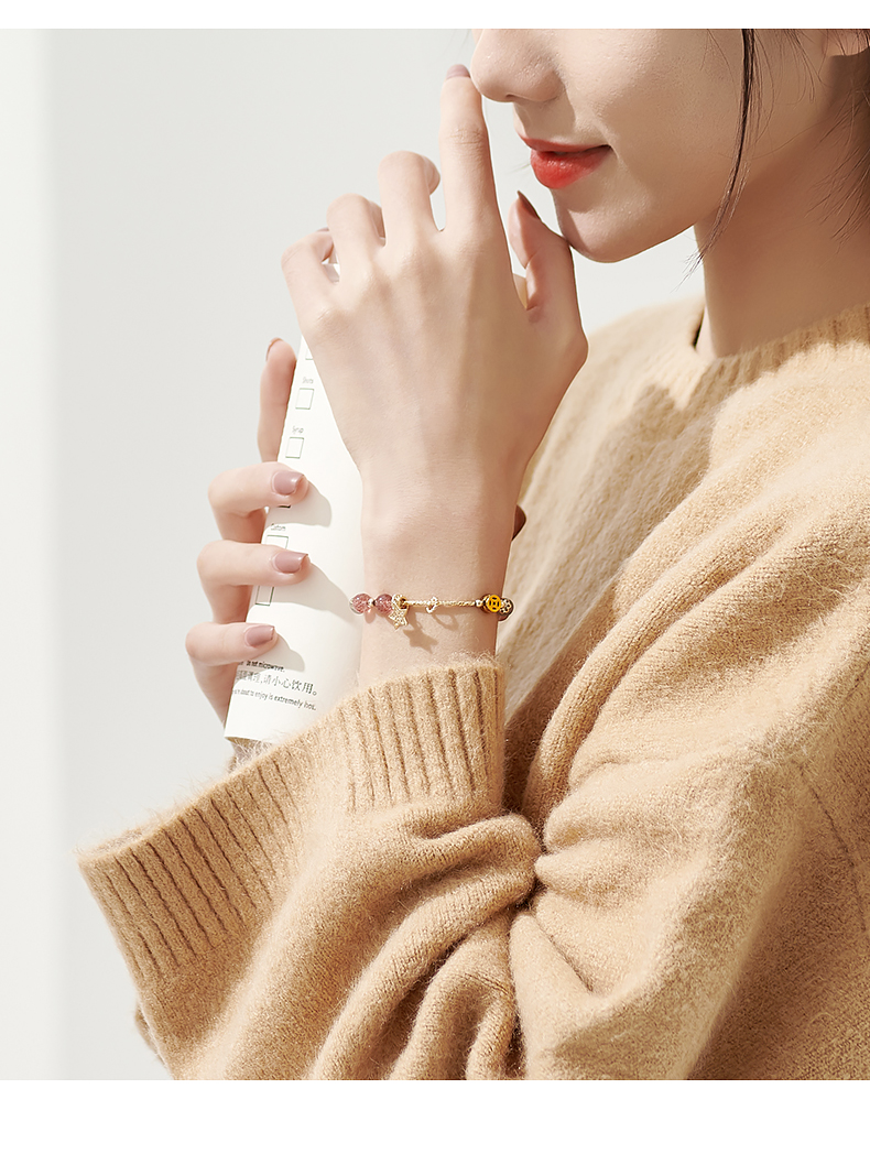 巴度草莓晶手链女桃花运招桃花粉水晶手串旺姻缘饰品闺蜜生日礼物详情7