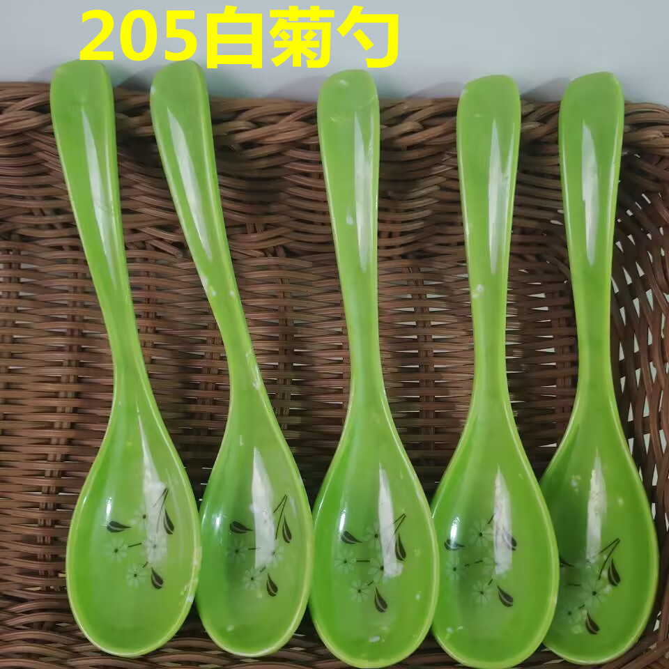 205 melamine spoons, rice spoons, resin spoons, spoons, porcelain imitation spoons, restaurant and hotel tableware, long-handled white spoons wholesale pic 6