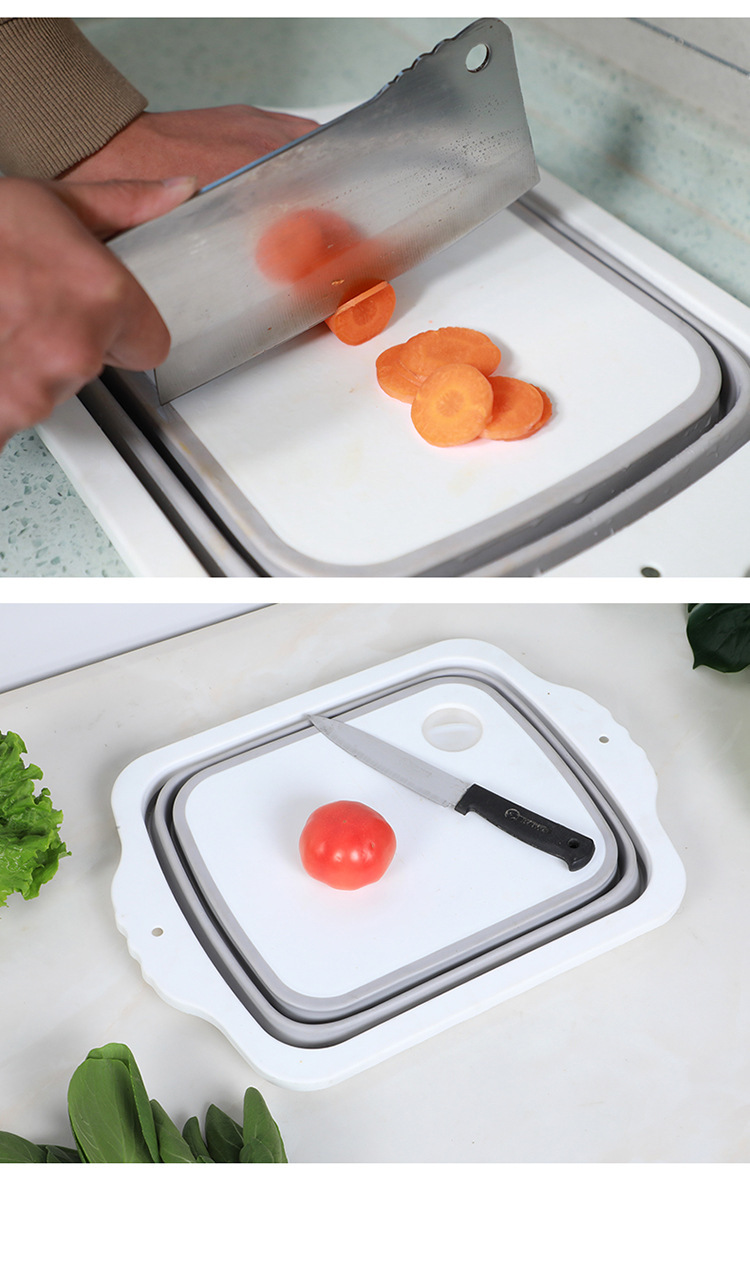 New thickened outdoor portable basin, draining and washing vegetable basket, multi-functional household folding cutting board in stock pic 3