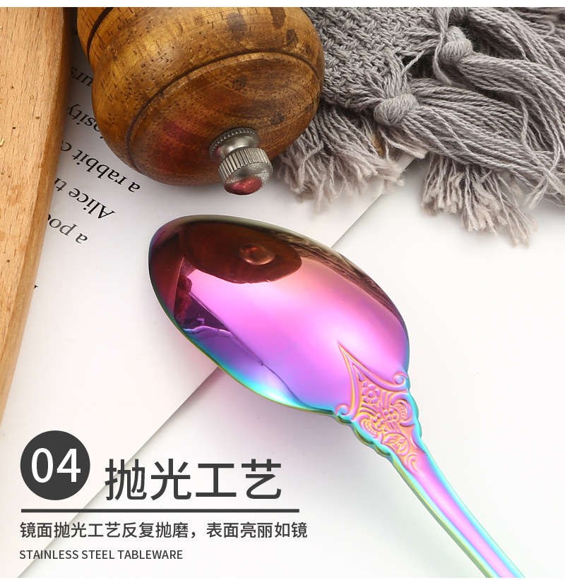 跨境亚马逊不锈钢餐具复古宫廷5主件4人份酒店牛排刀叉勺20件套装详情11