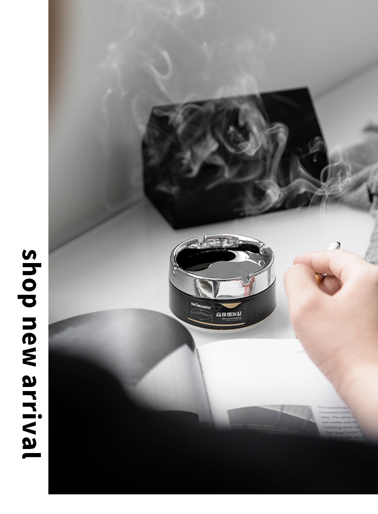 加厚耐用不锈钢金色烟灰缸网咖烟缸酒吧网吧烟灰缸厂家批发直供详情4