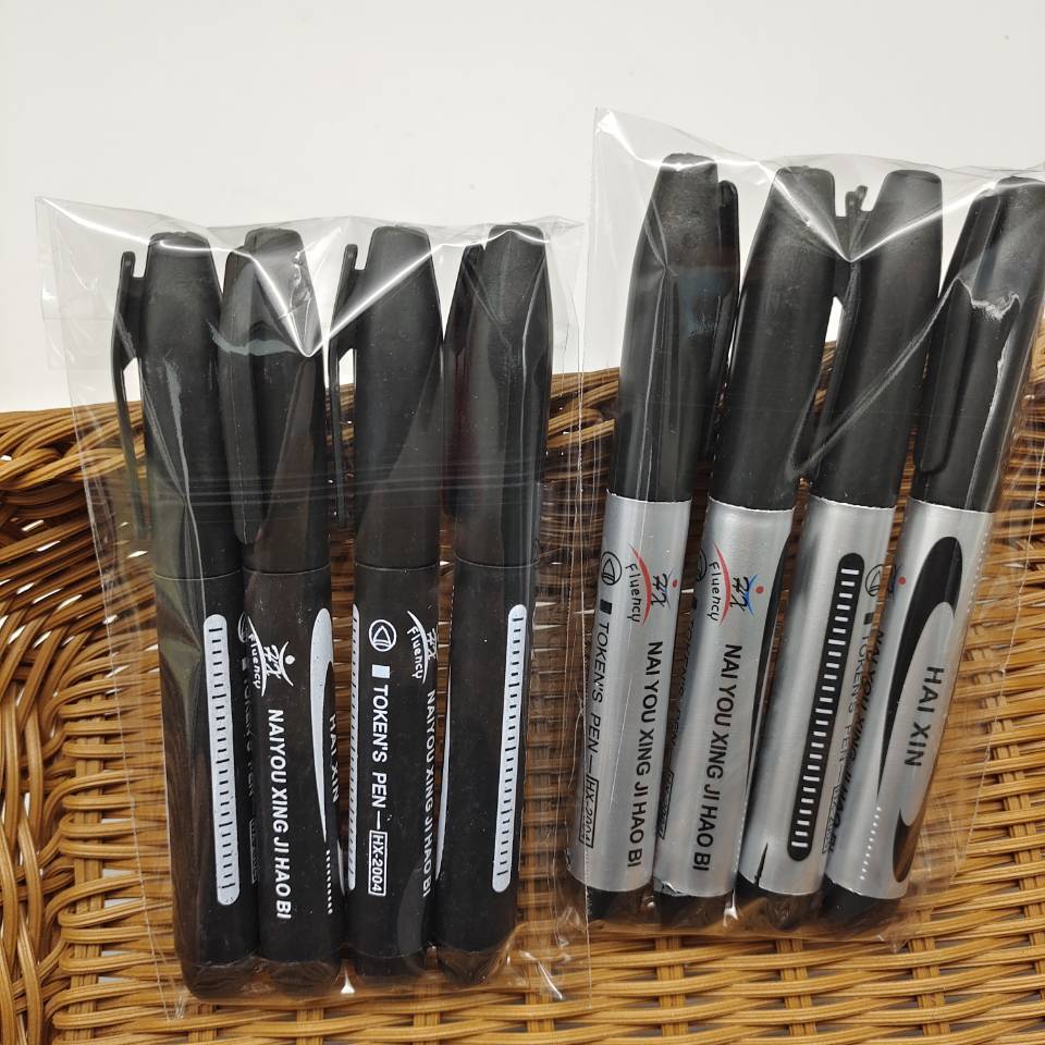 4 marker pens in a bag: large large-headed pen, black ink-filled large-headed pen, blue and red oil-based express logistics pen pic 17
