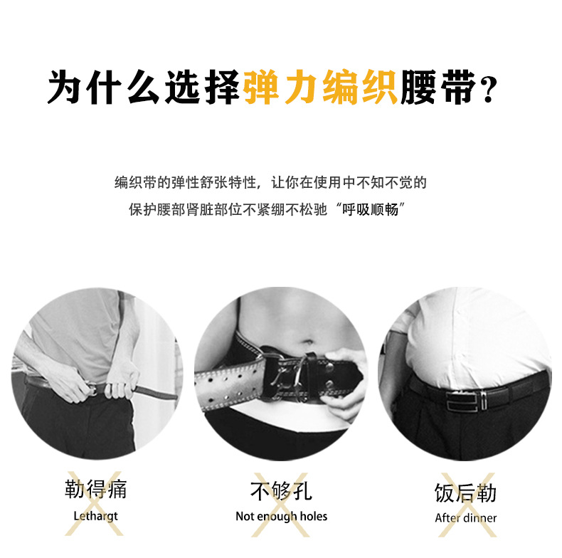 新款弹力编织腰带男士时尚休闲百搭针扣皮带透气帆布裤带现货批发详情2