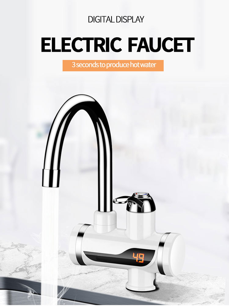 Digital display electric water faucet, instant water heater, quick hot water faucet, connection type electric water faucet, no installation required pic 33