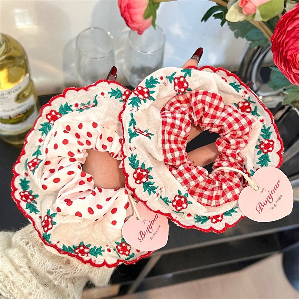 French lace-trimmed large intestine hair band, girlish hair tie, high-elasticity Korean cute hair accessory, bun hair pic 31