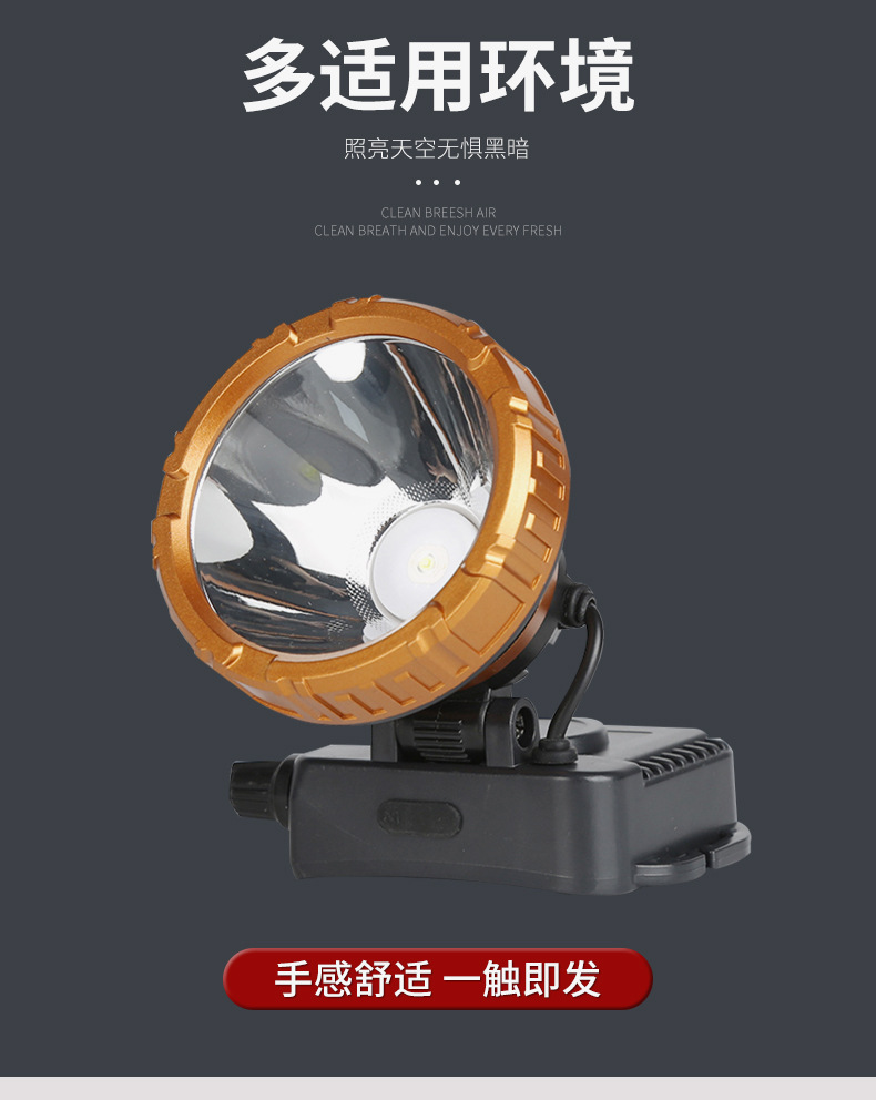 The manufacturer supplies lithium battery LED strong headlamps, outdoor head-mounted lithium battery headlamps, and waterproof fishing headlamps pic 5