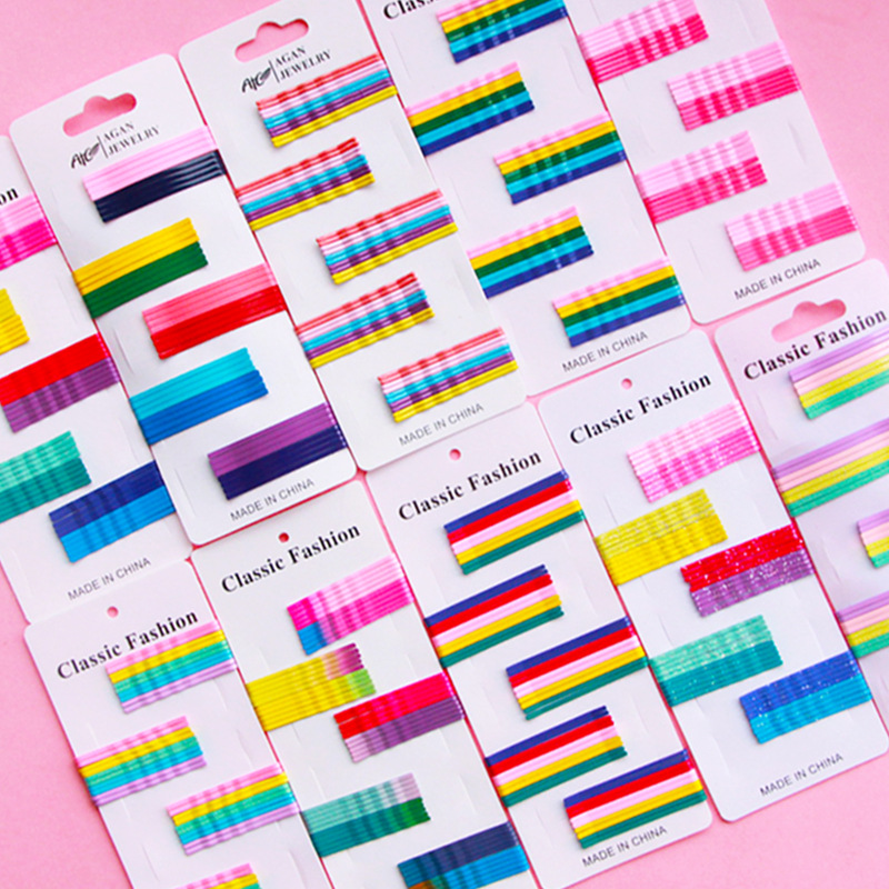 韩式网红一字夹袋装发夹女可爱头饰简约黑色发卡波浪夹子儿童发饰详情19