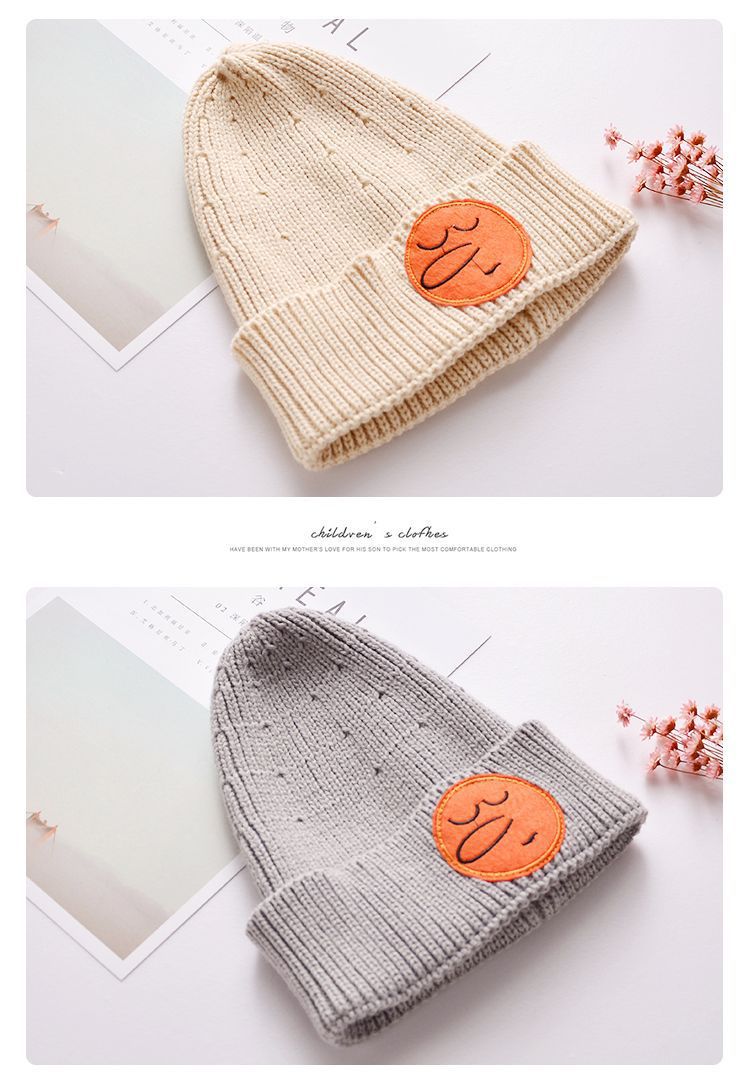 Wholesale of 2020 new cute long-nose knitted caps, baby knitted woolen caps with smiling face embroidery and pullover caps pic 7