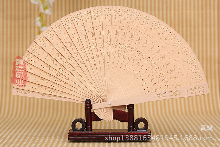 8寸全冲香木扇批发中国特色礼品扇仿檀木扇折扇外贸出口扇详情6