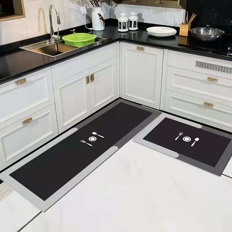 跨境爆款北欧风厨房两件套科技绒软垫吸水吸油脚垫耐脏易清洗脚垫详情7