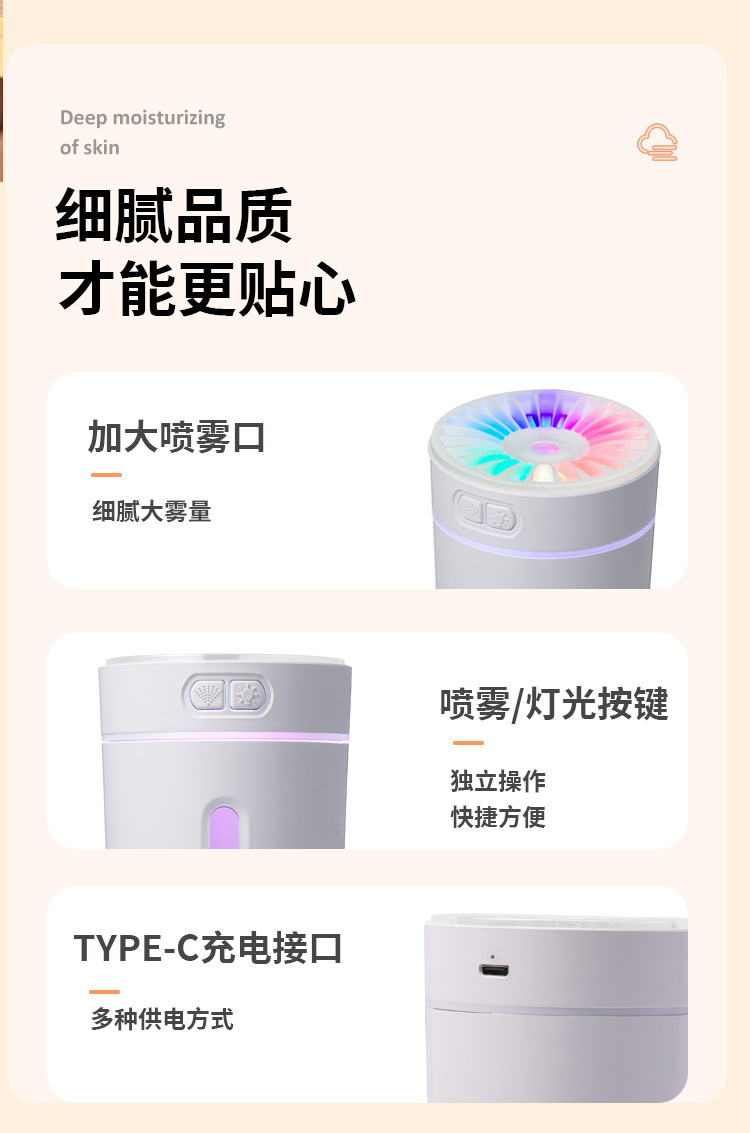 新款USB迷你幻影杯加湿器 家用室内桌面车载空气净化香薰机 车内吸顶灯空气净化器详情12