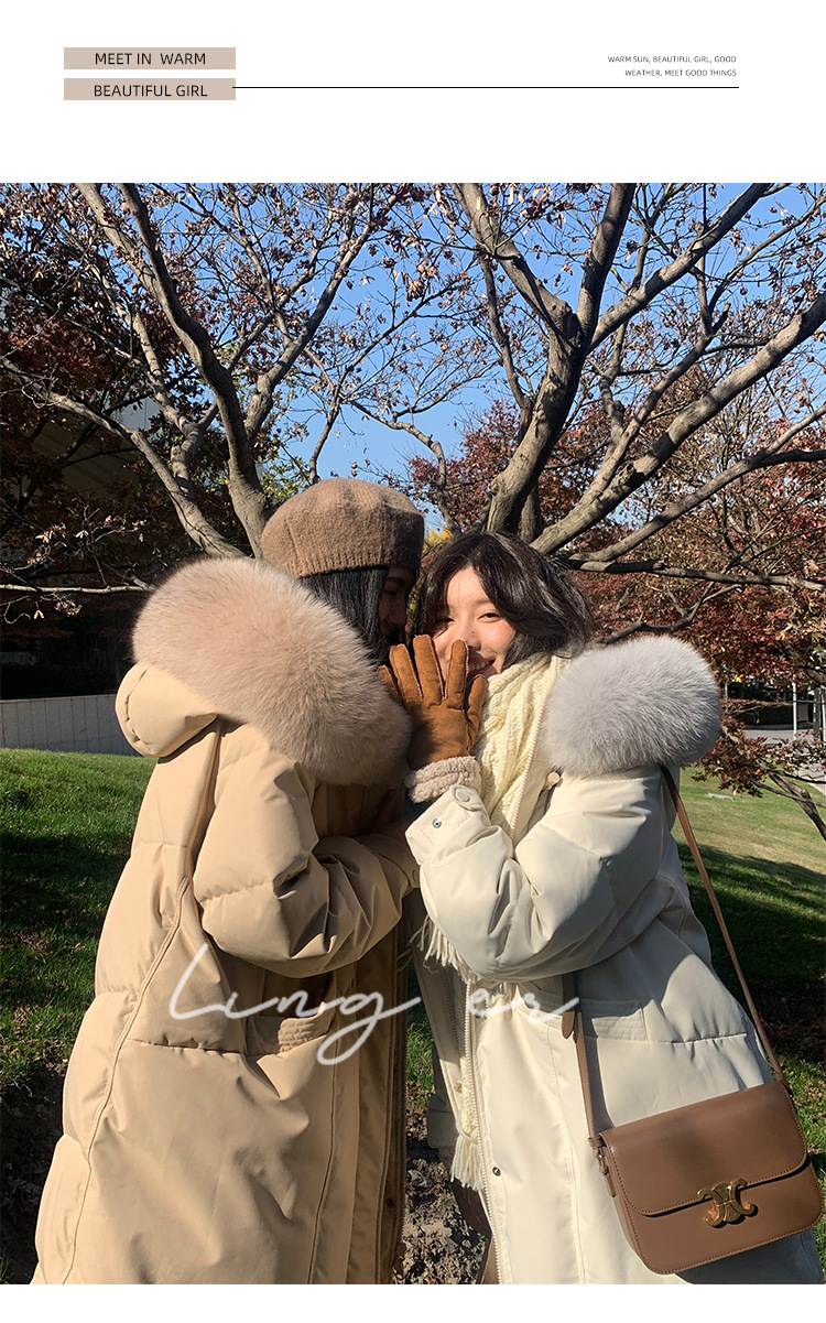 Wholesale of high-end mid-length down jackets for women that reach the knees in 2022, featuring a fashionable design sense and a niche thickened coat pic 39