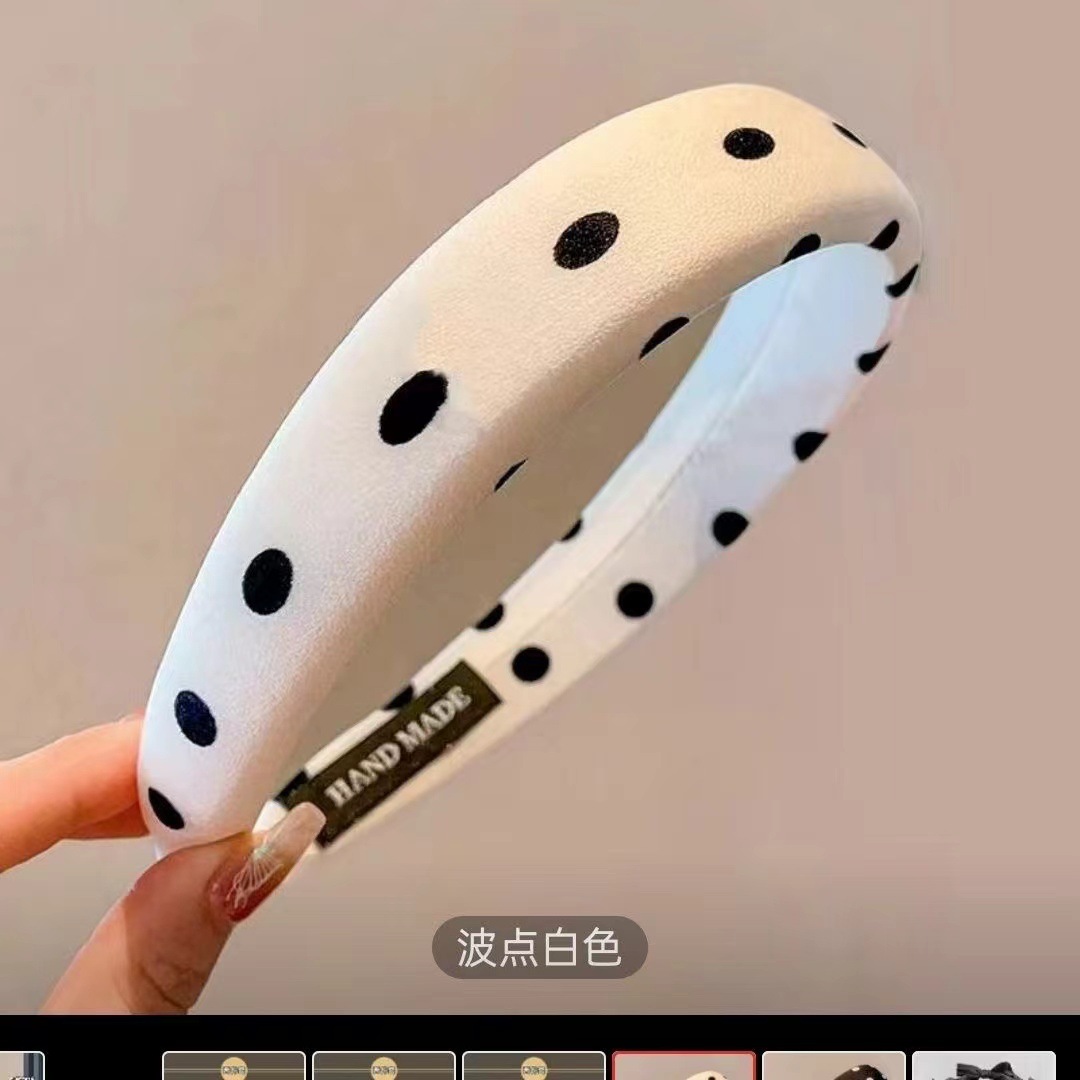 A versatile polka dot chanel-style fashionable hair band for Internet celebrities, a light luxury hair accessory for women, a wide-brimmed and stylish Korean-style headband pic 7