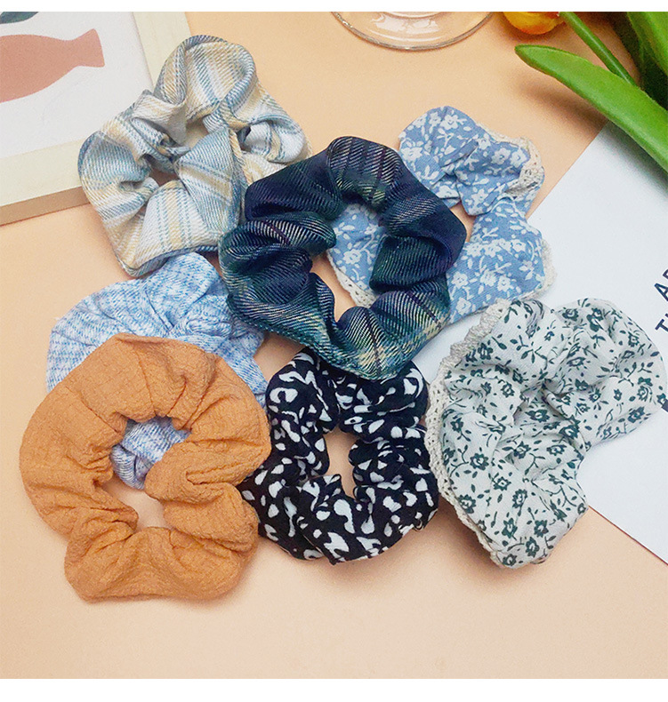 Wholesale of Japanese and Korean hair ties, large intestine hair bands, JK checkered retro leather band hair ties, Korean simple hair accessories, and pig large intestine accessories pic 27