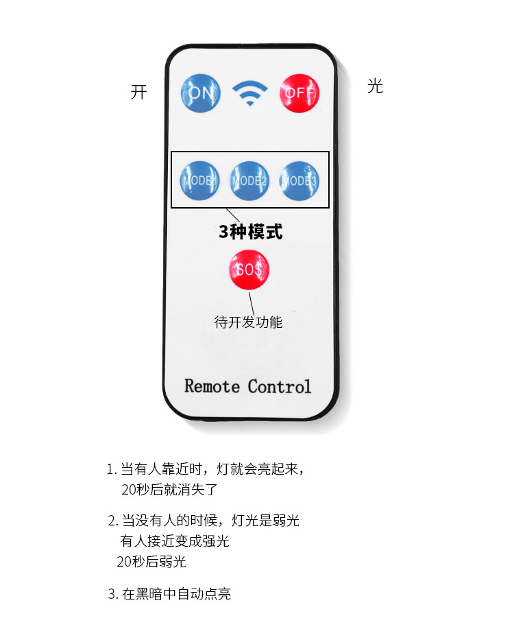Cross-border remote control outdoor solar garden lamps, LED human body lighting sensor lamps, household waterproof street lamps, solar energy pic 13