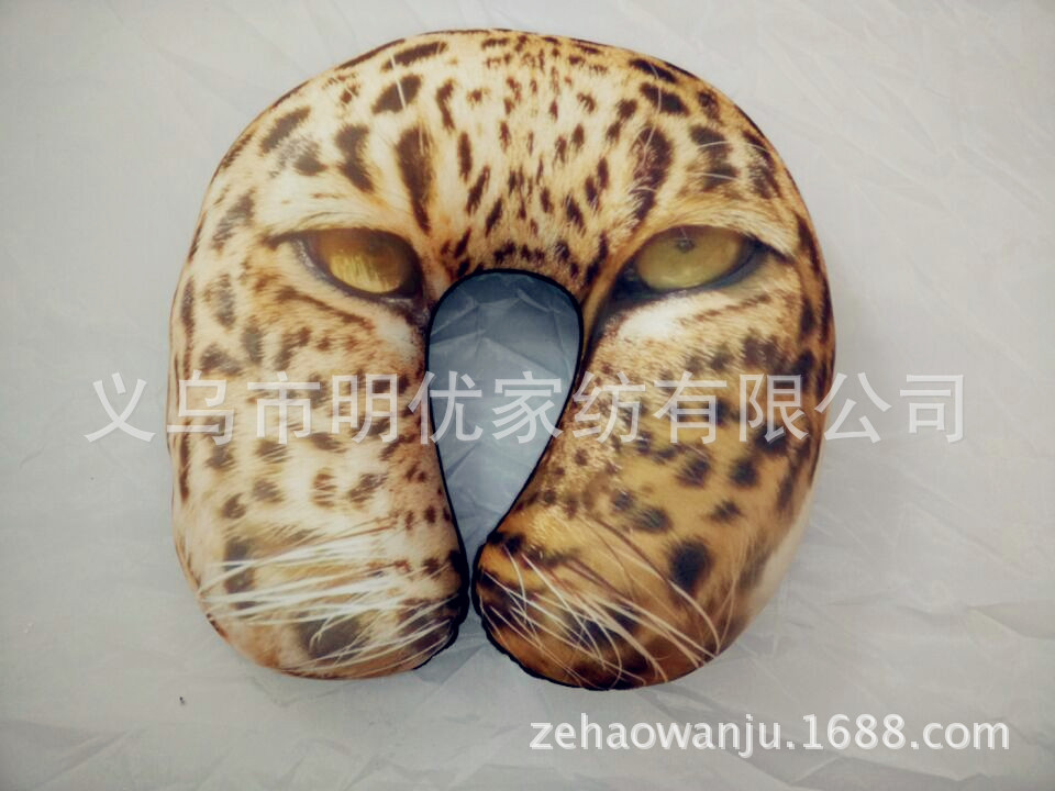 3D printed foam particle animal head leopard print U-shaped neck pillow, foam particle neck pillow, car neck pillow manufacturer wholesale pic 7