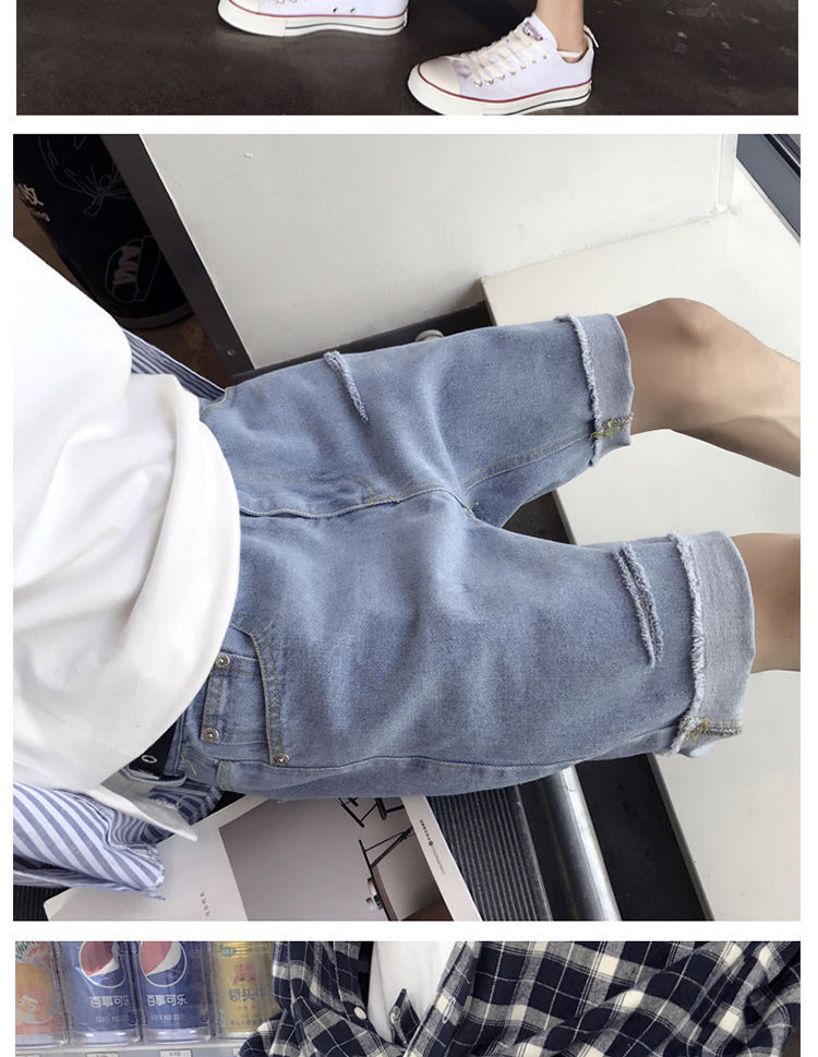 夏季破洞牛仔短裤男学生韩版五分裤子潮流宽松乞丐休闲薄款中裤详情13