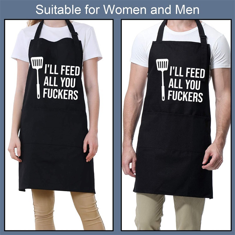 Amazon's best-selling apron, a couple's kitchen barbecue, cross-border foreign trade LOGO letter I'LL FEED pic 12