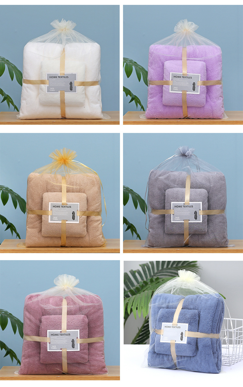 Towel, bath towel, coral fleece mother and child set, soft absorbent, thickened beach towel set, gift, logo manufacturer wholesale pic 15