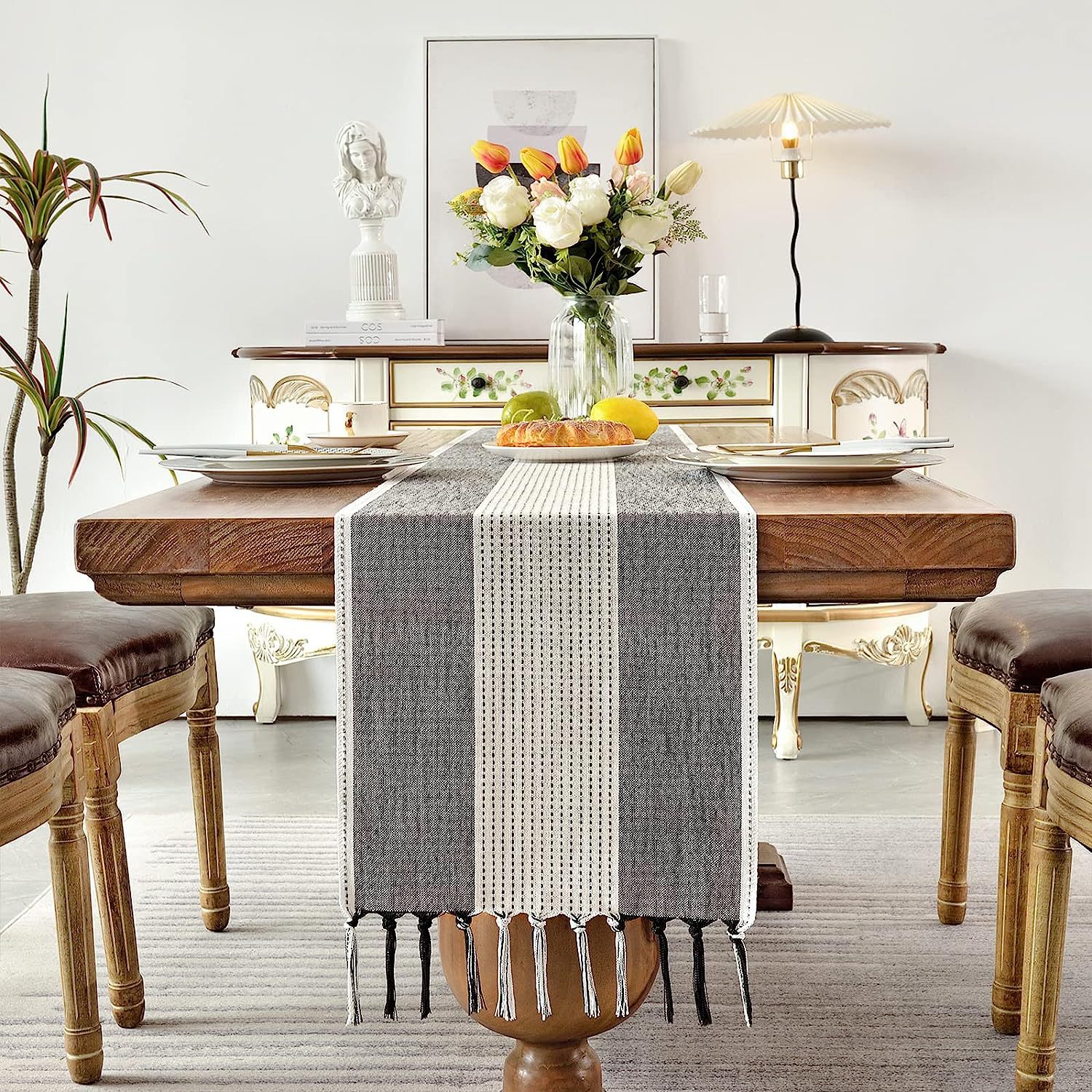 Cross-border factory direct supply table flags, American color-blocked striped tablecloths, Nordic coffee tables, long bed flags, shoe cabinet flags, tea flags pic 17