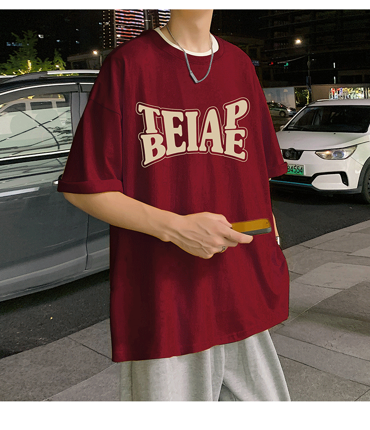 港风复古棉短袖T恤男ins潮牌夏季2024新款男装oversize宽松体恤详情26