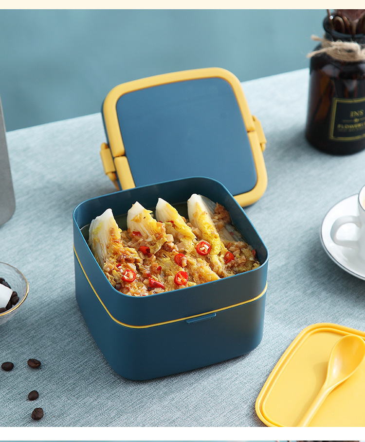 INS网红手提双层饭盒便携午餐盒学生便当盒塑料可微波炉Bento Box详情16