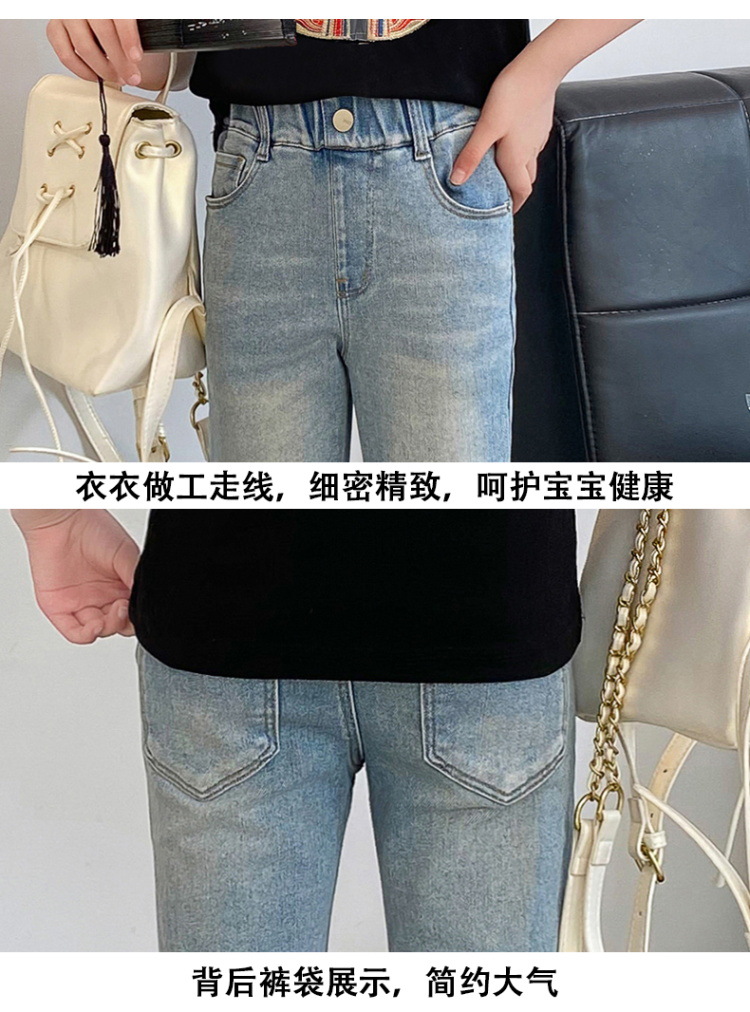 New Spring/Summer 2024 Girls' jeans with Chinese embroidery, new Chinese style and ancient style children's flared pants pic 22