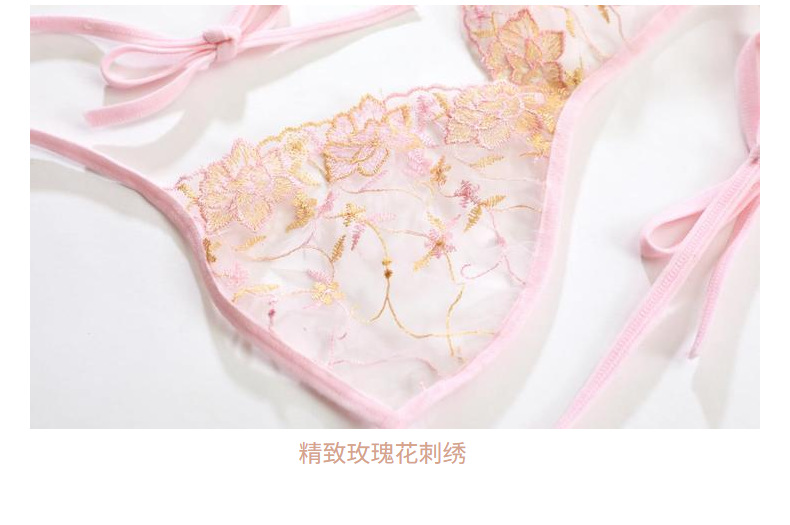 New mesh embroidery inner layer with French lingerie straps bra set for young ladies, sexy and cute, European style 672AA pic 18