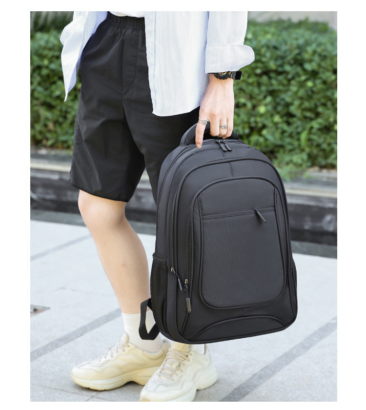 新款男士大容量商务双肩包包布款韩国大时尚休闲男电脑包背包logo详情12