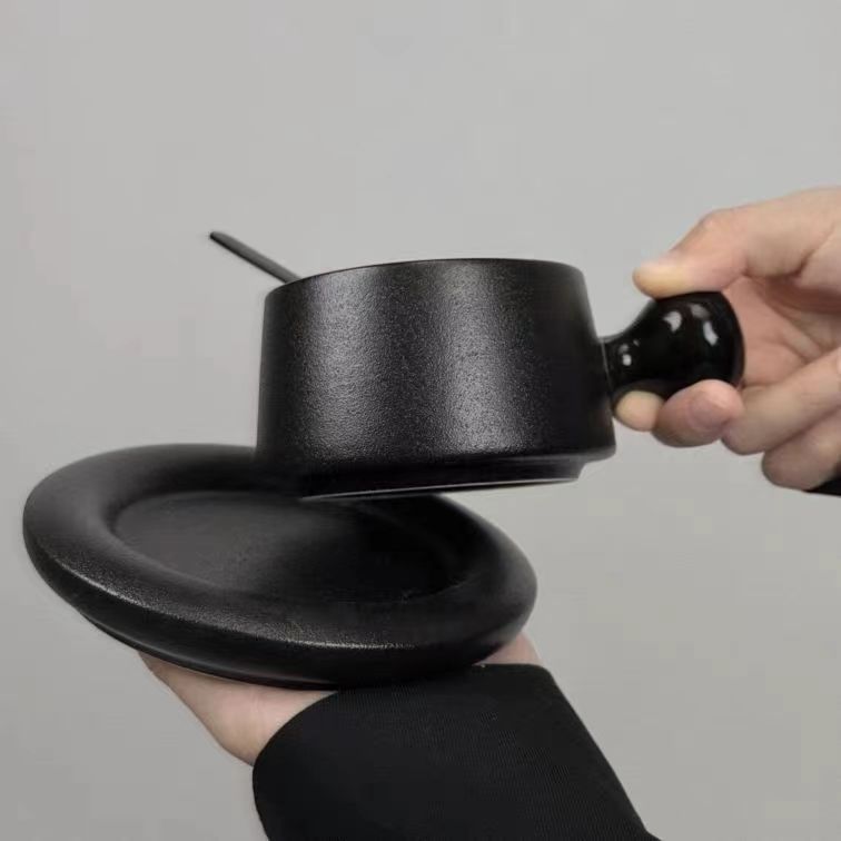 磨砂高级轻奢小众设计高颜值陶瓷马克杯咖啡杯带碟早餐餐厅套装详情2