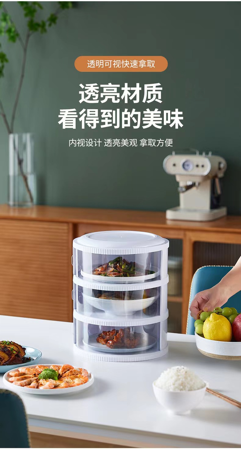 Folding vegetable cover, kitchen mosquito and fly-proof rice bowl, sliding door transparent leftover food cover, household rice bowl dust-proof food cover for heat preservation pic 5