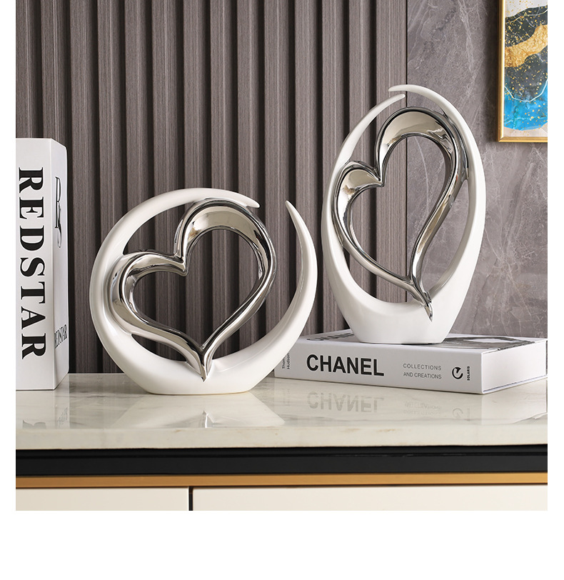 2025 New high-end heart-shaped creative decorative items for home living rooms, entrance halls, wine cabinets, decorative ceramics, modern TV cabinets, craft decorations, new Chinese-style good items, home decorative items, artworks pic 13