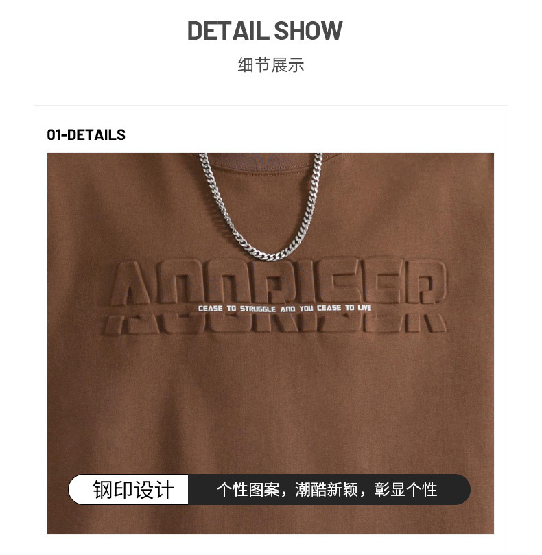 【 Pure Cotton 】 Steel stamp letter short-sleeved T-shirt for men, round neck, loose, casual and versatile, trendy 2024 Summer new short T-shirt pic 26