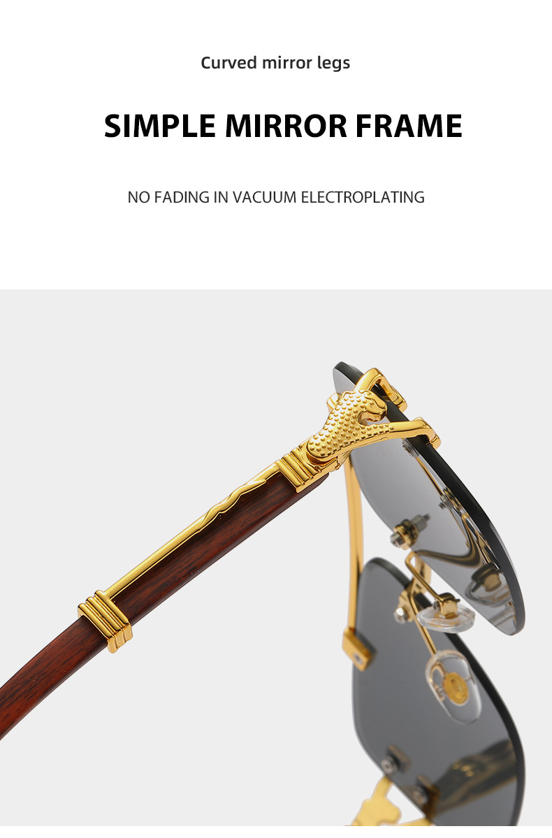 无边框太阳镜女复古方框木纹腿墨镜男ins潮双梁防紫外线太阳眼镜详情11