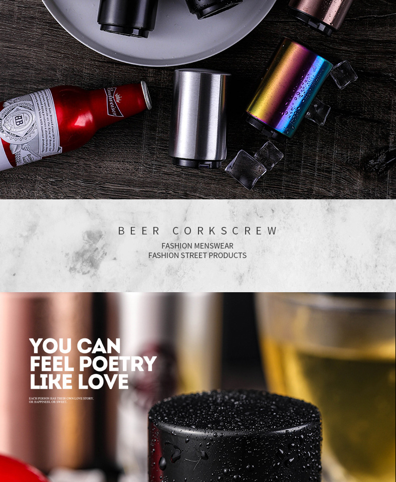 Cross-border beer bottle opener creative stainless steel bottle opener press automatic cap opener advertisement non-destructive beer screwdriver pic 13