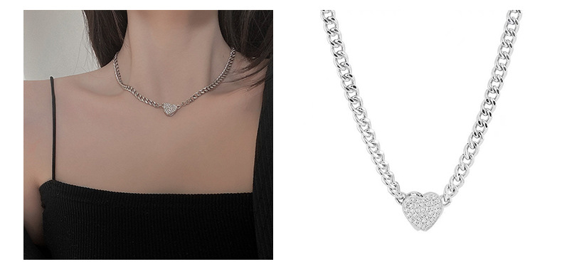 European and American hip-hop zircon collarbone chain, girl spice, ins titanium steel necklace, versatile, niche design, light luxury accessory pendant, pomelo ear pic 21