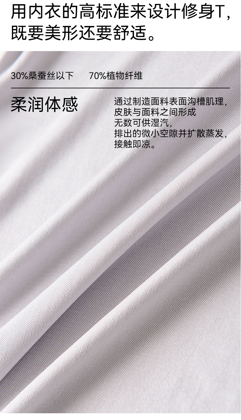 春夏季新款真丝短袖T恤女时尚v领打底衫桑蚕丝女装上衣透气亲肤详情3