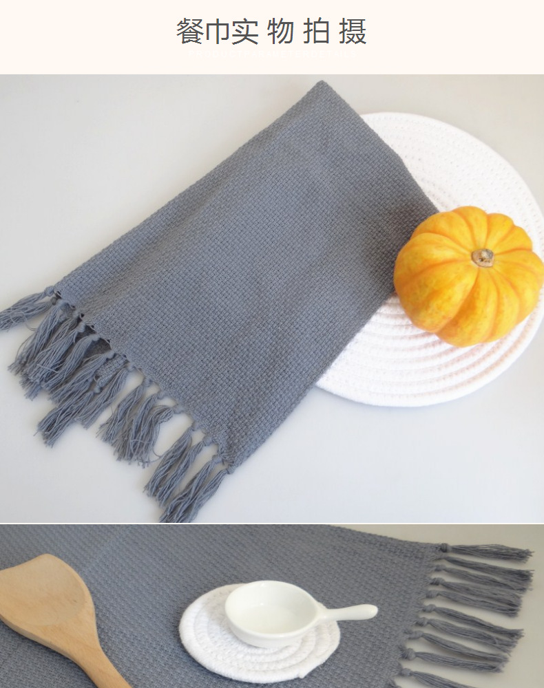 Home kitchen fabric, tassel napkins, tea towels, photography props, decorative fabrics, baking food, Western food cloths pic 6