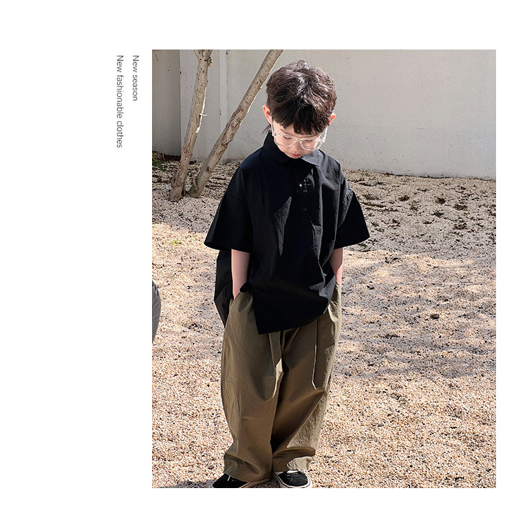 儿童夏装男童短袖白衬衫2024夏季新款衬衣小男孩帅气宽松上衣批发详情12