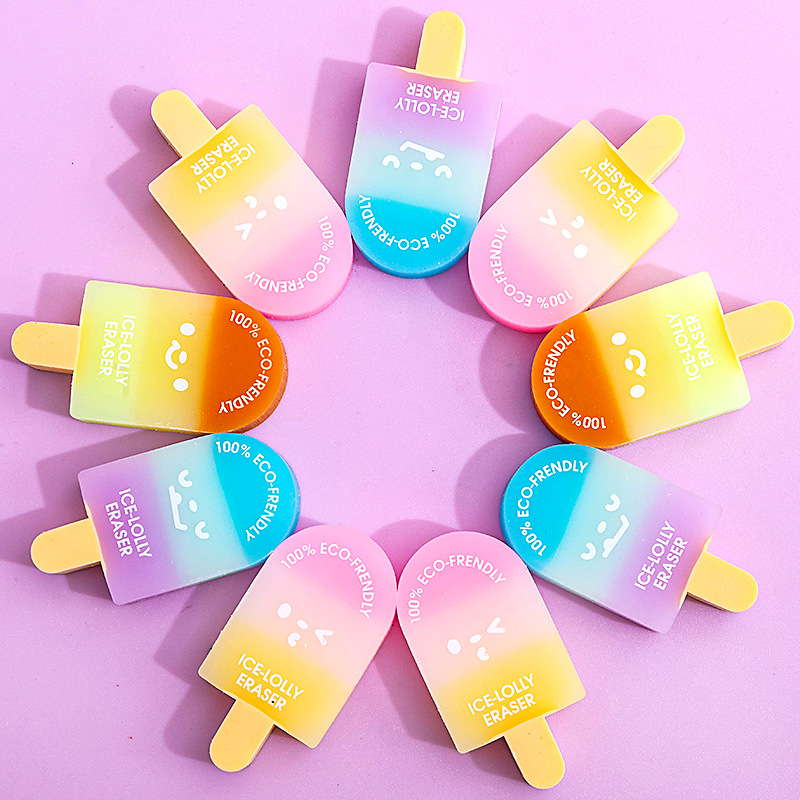 图强冰棒造型橡皮擦小学生用可爱小巧便携糖果渐变色冰激凌橡皮擦详情5