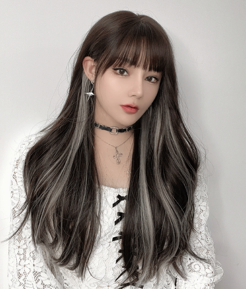Jiahe wigs feature curly hair, long hair, natural air, bangs, and a trendy vibe. They are colorful ear-hanging, dyed, and highlighted personalized wigs pic 3