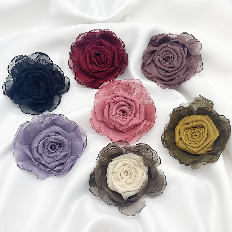 Super fairy-like Korean-style tulip hair tie, bright silk screen, diy bow, rubber band, niche three-dimensional flower headwear accessory pic 5