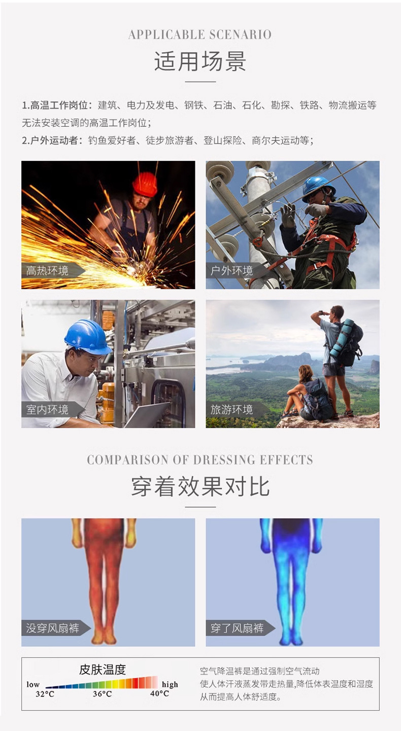 夏季新款降温防暑空调裤户外高温制冷带风扇工装裤劳保电焊工作裤详情6