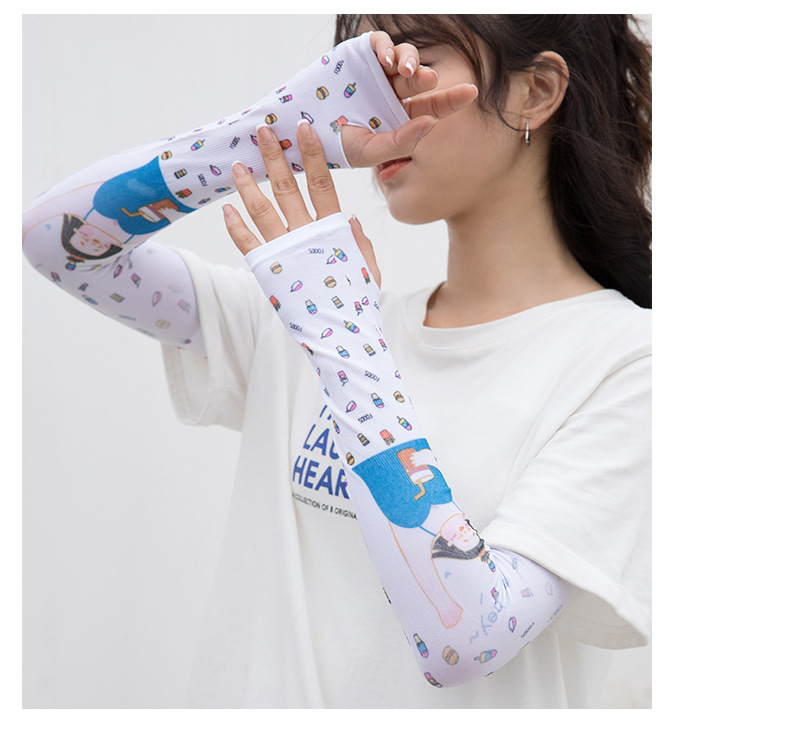 2021春夏季防晒袖套薄款冰丝手袖女骑车户外冰手臂套日系小清新袖详情10