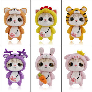 手工DIY制作材料包大眼猫 羊毛毡戳戳乐 毛绒公仔自制详情5