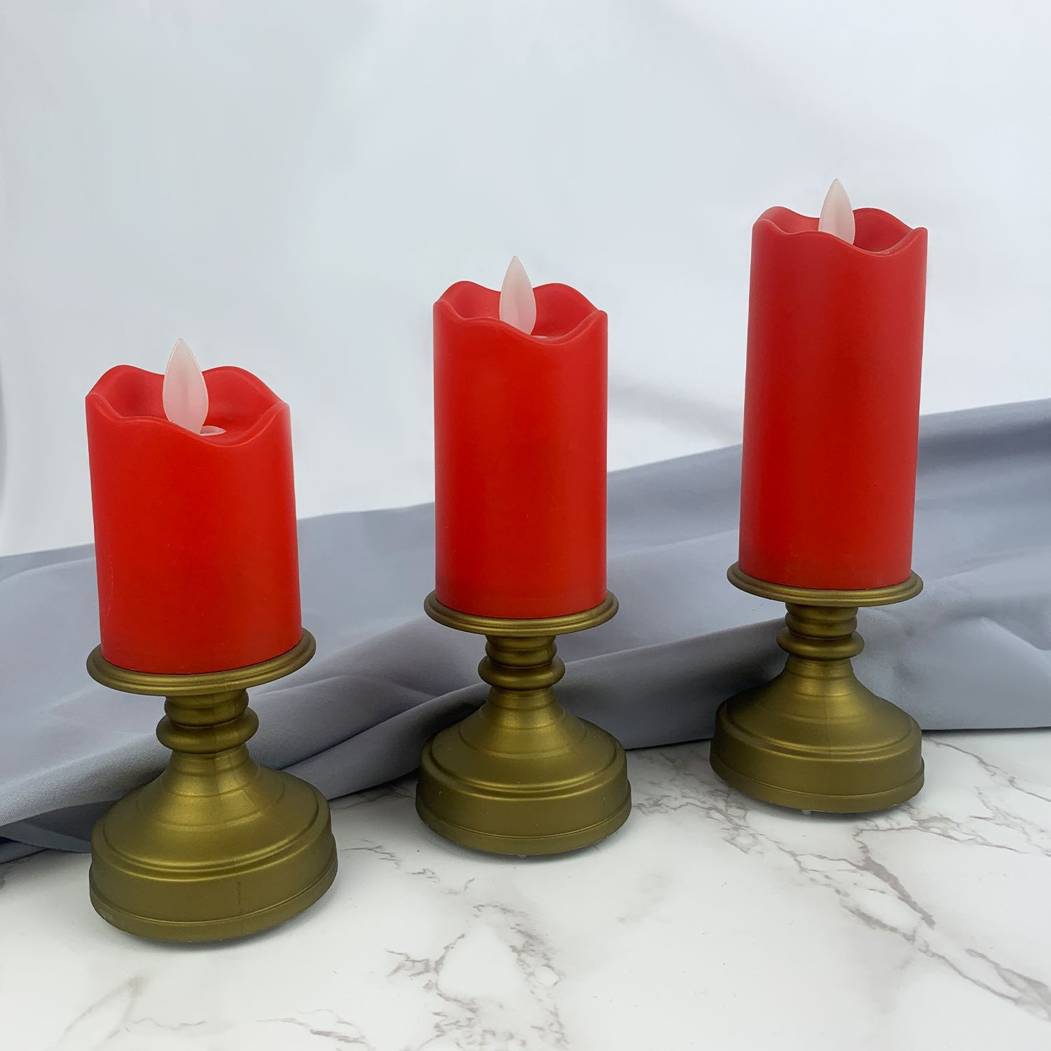 Bronze candlestick base electronic flickering flame candle party light flower, new export style for domestic sales pic 3