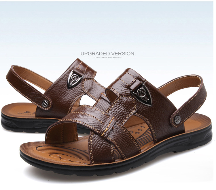 Verano tallas grandes al por mayor 45 46 47 48 49 50 tallas de playa de los hombres capa de piel de vaca sandalias zapatillas hombres pic 37