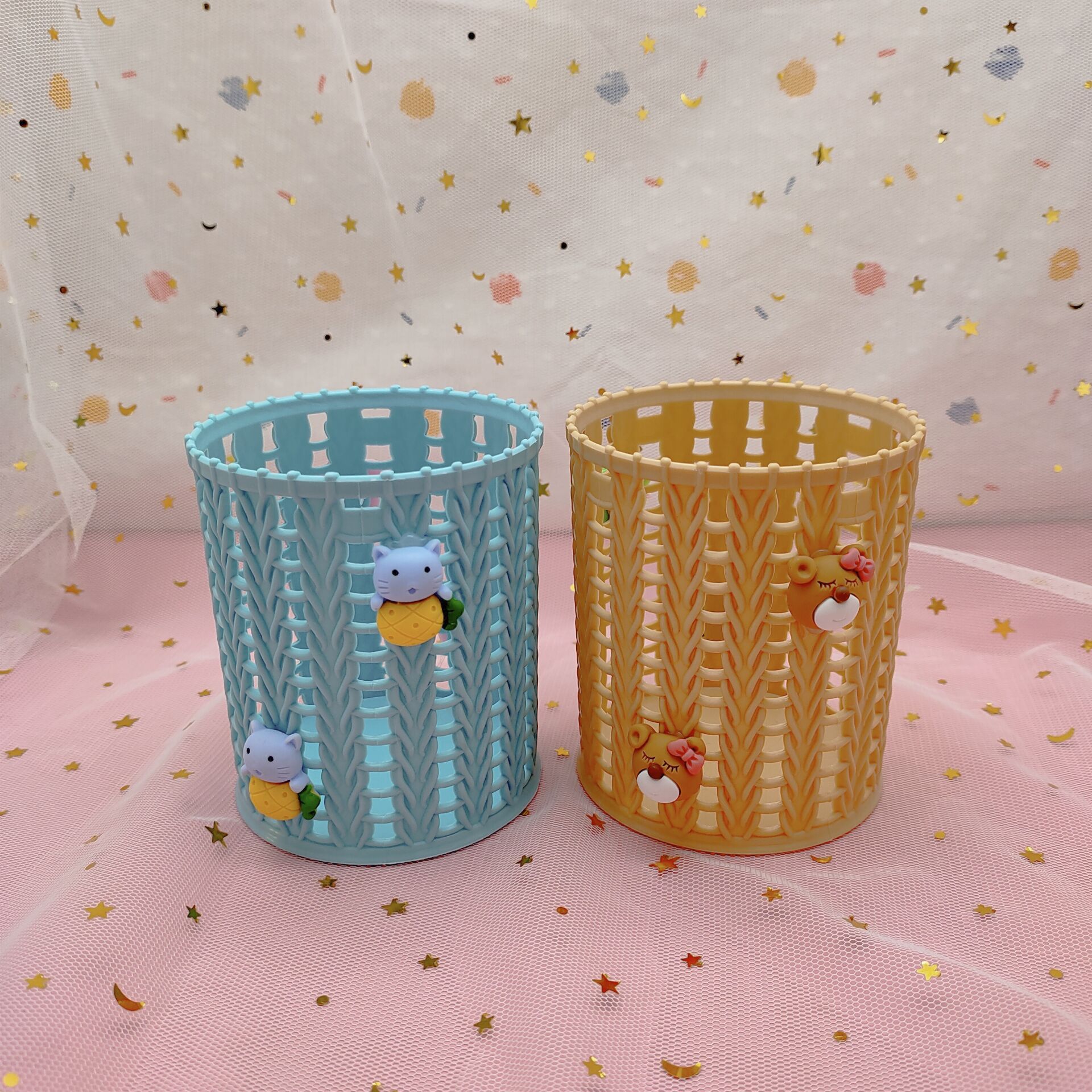 Korean InS-style creative rattan imitation cute storage pen holder wholesale fruit round pen barrel student office stationery pic 12