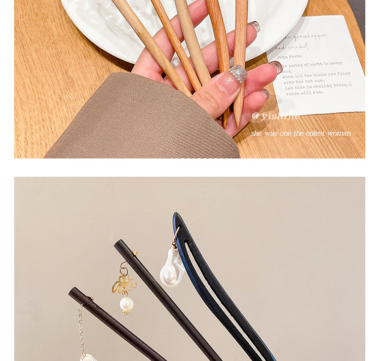 Ancient-style sandalwood hairpins for women, a simple and elegant updo, a modern and stylish new Chinese-style hairpin, Hanfu cheongsam headwear pic 25