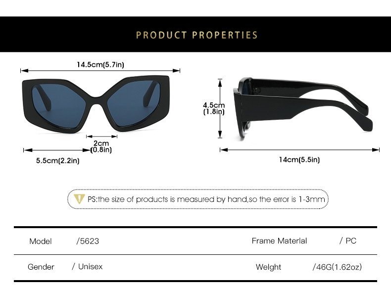 2023跨境新款猫眼太阳镜 欧美亚马逊新品热款个性炫彩彩虹色墨镜详情5